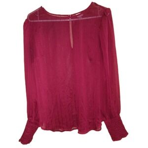 A New Day Womens Sheer Burgundy Maroon Blouse Office Business Sz‎ XXL